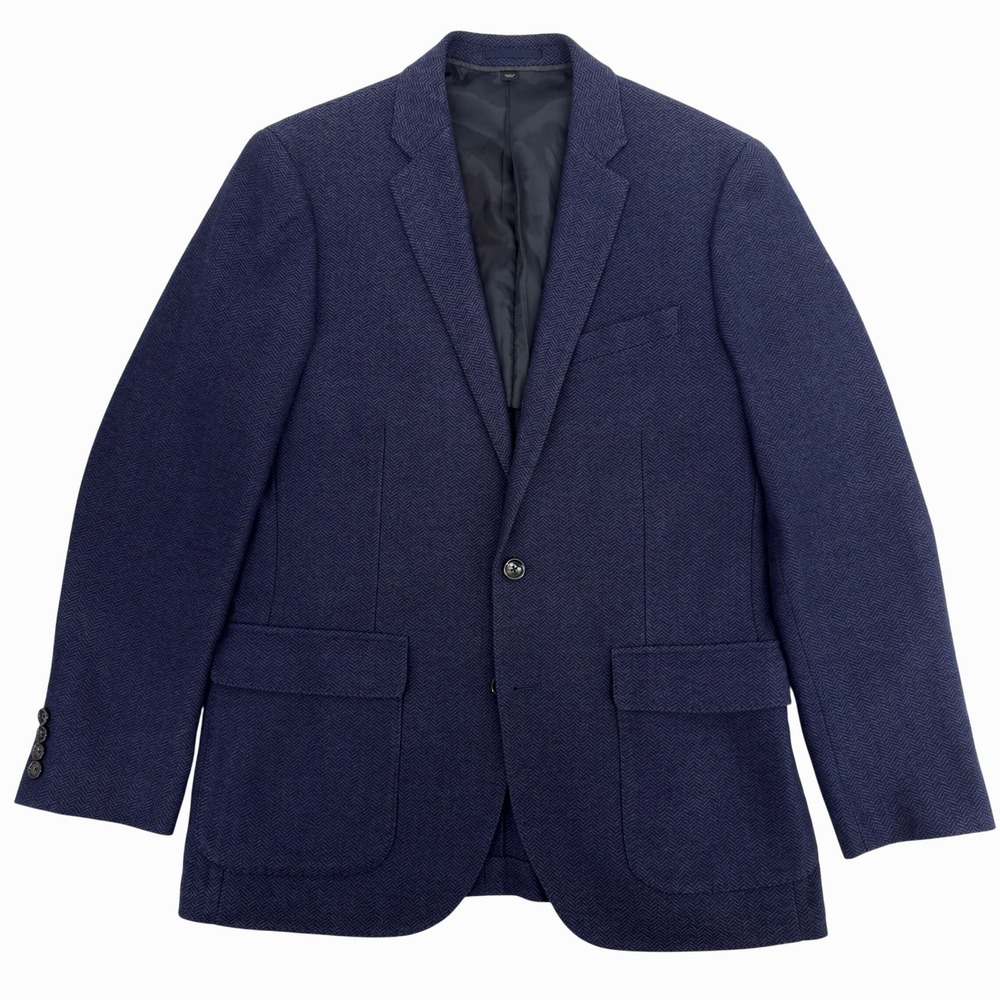 J.Crew Ludlow Blazer Men 40R Navy Blue Moon British Cloth Herringbone Wool Blend